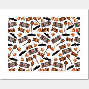 Orange and Black Spooky Halloween Candy Pattern, made by EndlessEmporium Posters and Art